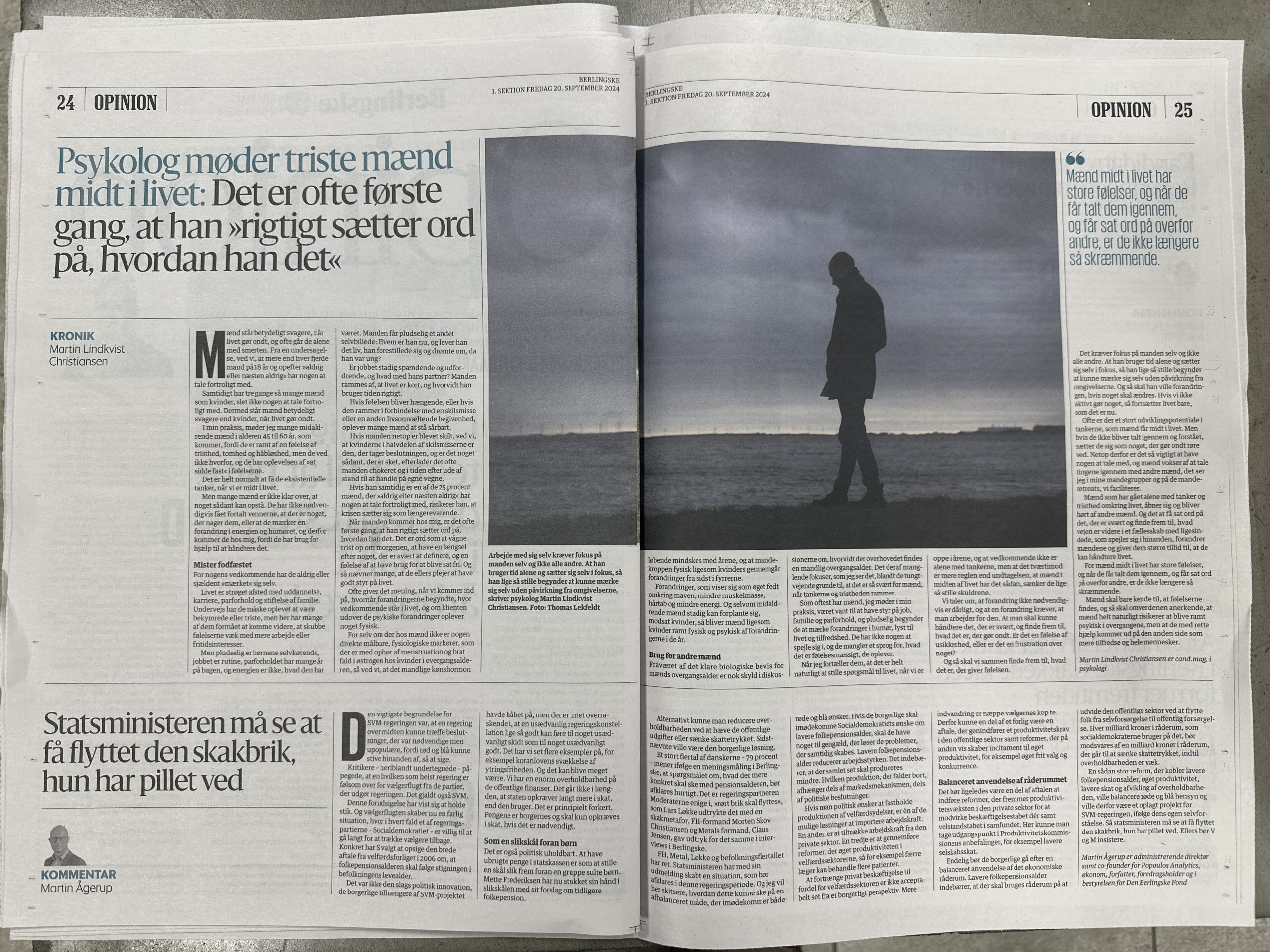 Kronik i Berlingske: Terapeut møder triste mænd midt i livet