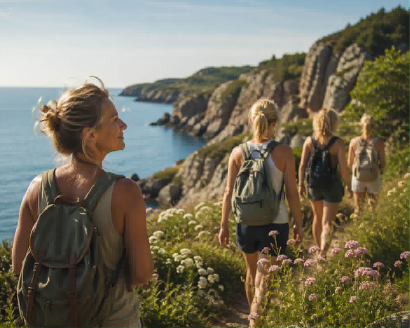 Kvinder på terapeutisk vandring i naturen - Kvindeligt fællesskab